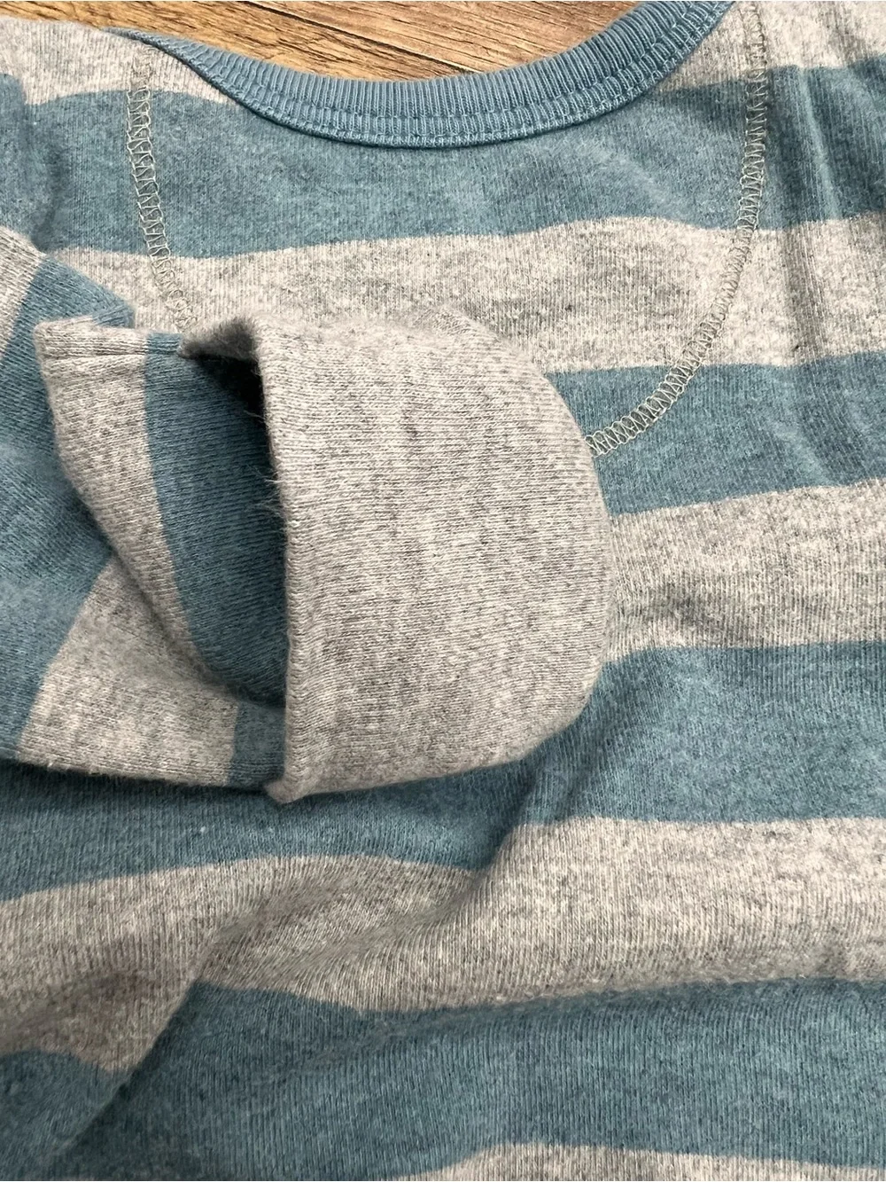 Pact Striped Blue Long-Sleeve Baby One-Piece Bodysuit Size 0-3 Months